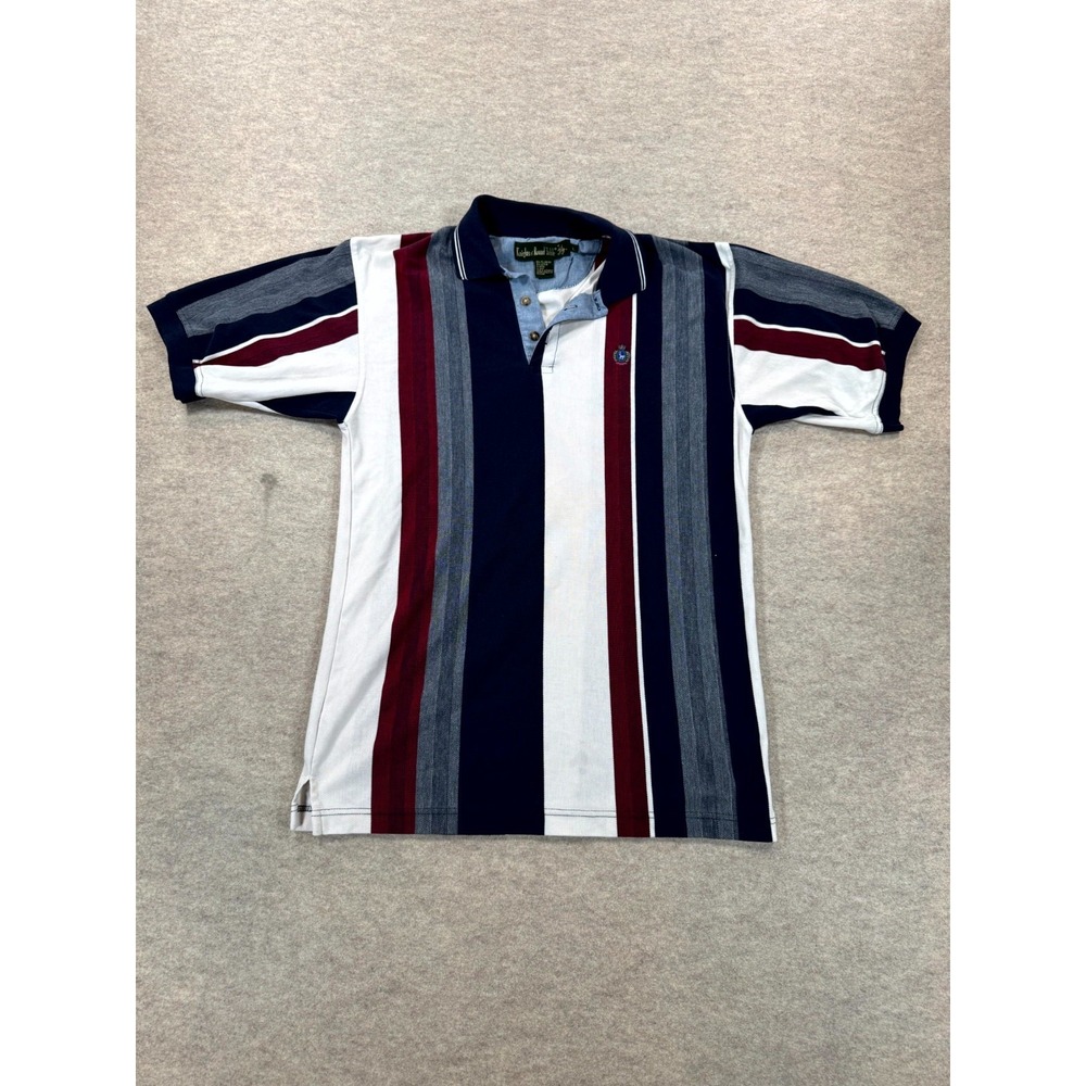 Knights Of The Round Table Mens Large Multicolor Striped Performance Polo Shirt